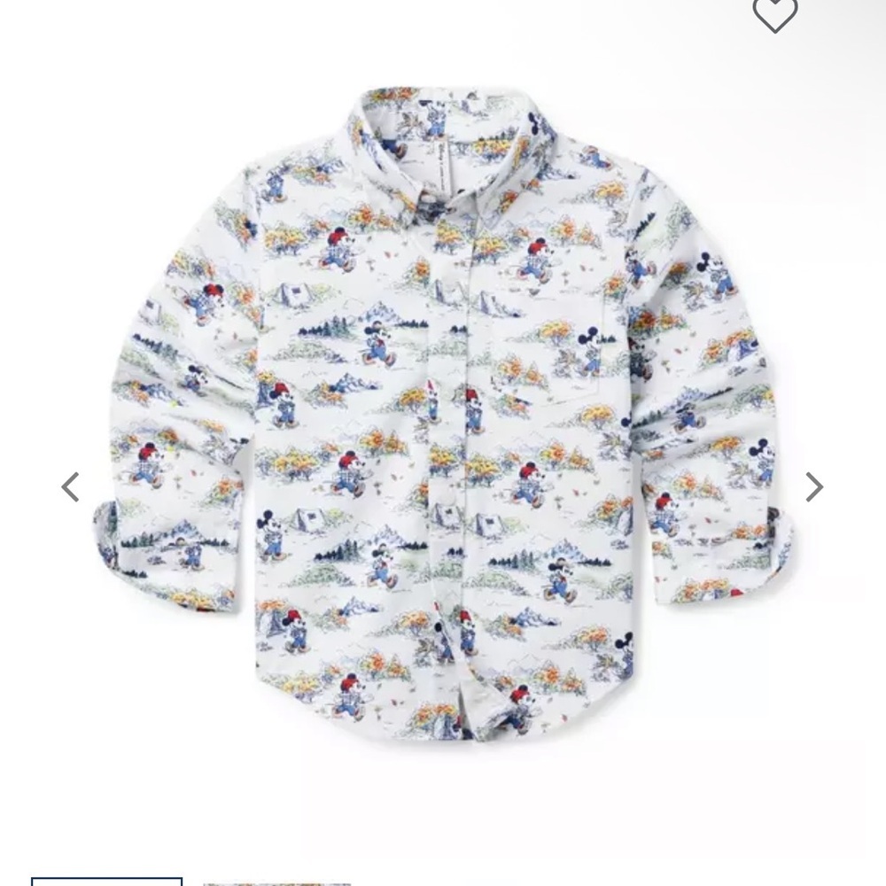 Janie and Jack White Disney Mountain Mickey Shirt with Multicolor Print